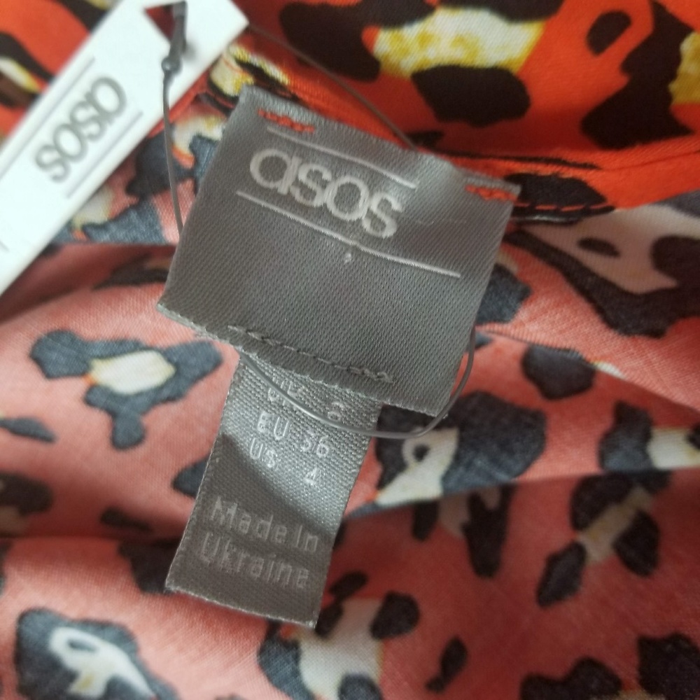 Asos Leopard Animal Print Short Sleeve Dress NEW - Picture 6 of 8